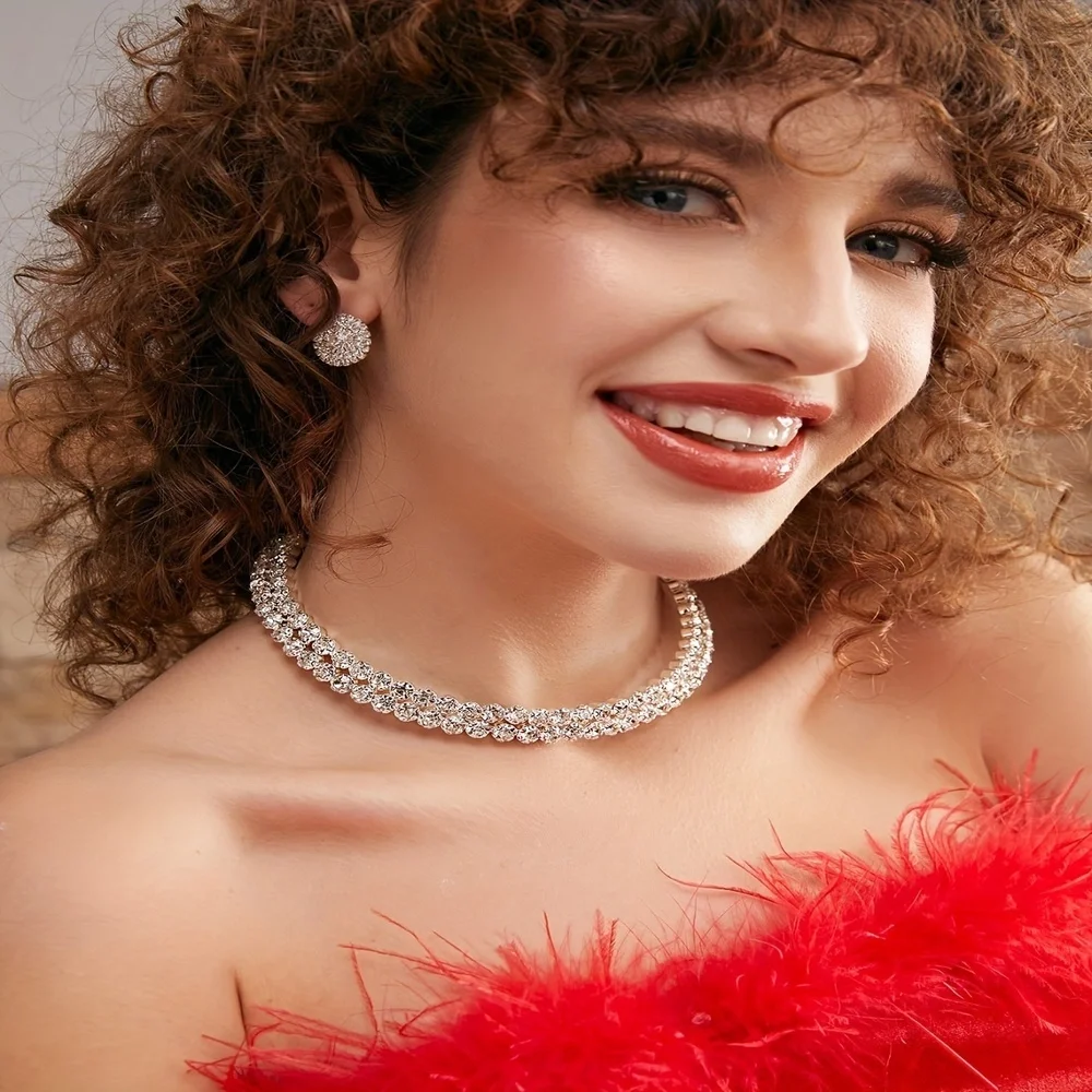 Sterling Silver Sparkle: Earrings, Necklace & Bracelet Set